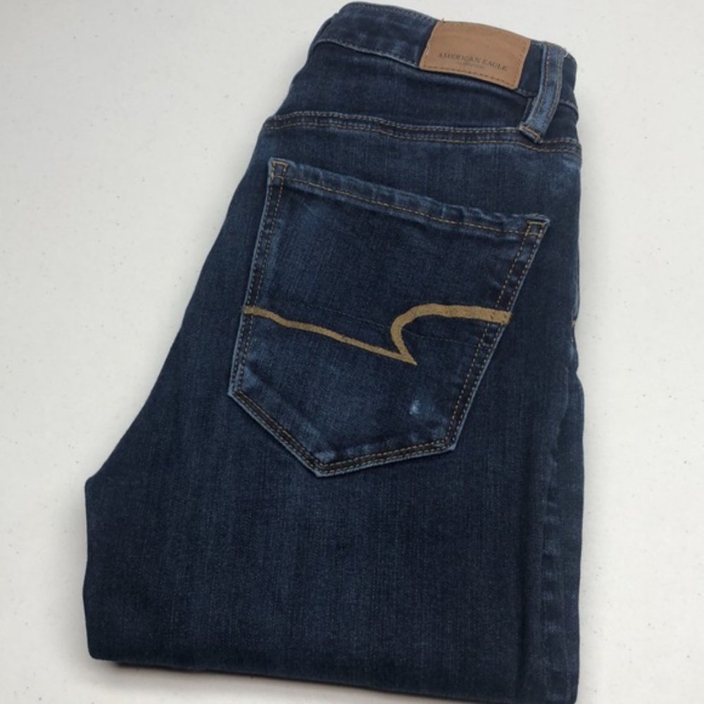 LIKE NEW AMERICAN EAGLE SUPER HI-RISE JEGGING DENIM JEANS 2/26x27 🦅